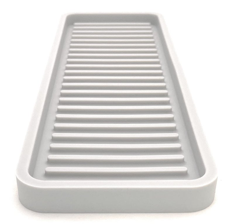 Happitasa Silicone Kitchen Sink Organizer Tray, Sponge Holder and Countertop Protector | Bathroom and Kitchen Soap Dish and Dispenser Tray (Light Grey, 12"x4") - Image 2
